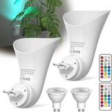 BrightArk LED Wandlampen met Stekker - RGB - 13 Kleuren - 360° Draaibaar - 2 Stuks