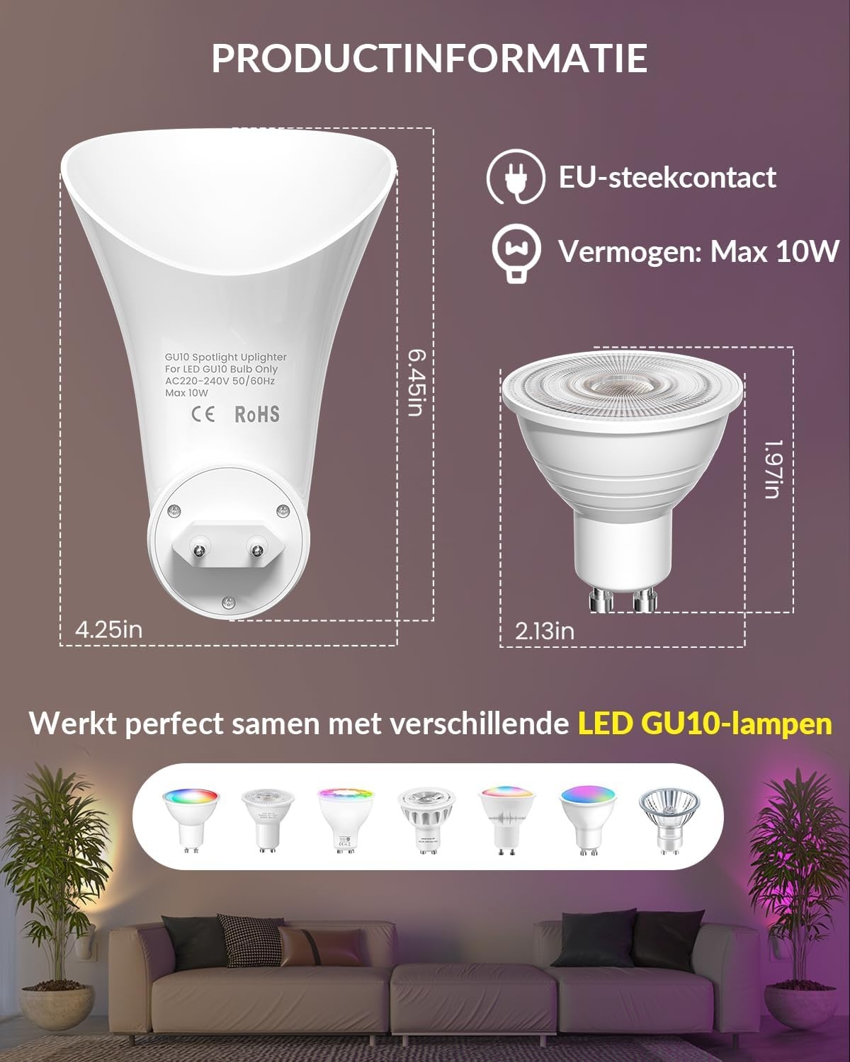 BrightArk LED Wandlampen met Stekker - RGB - 13 Kleuren - 360° Draaibaar - 2 Stuks