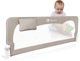 LIONELO Hanna Bedhekje 150 x 66 cm – Hoog Veilig Bedhek met StandSafe Vergrendeling, Secure Riemen – 180° Opvouwbaar – Duurzaam Aluminium Frame – Voor Baby, Peuters en Kinderen, Gemakkelijke Montage
