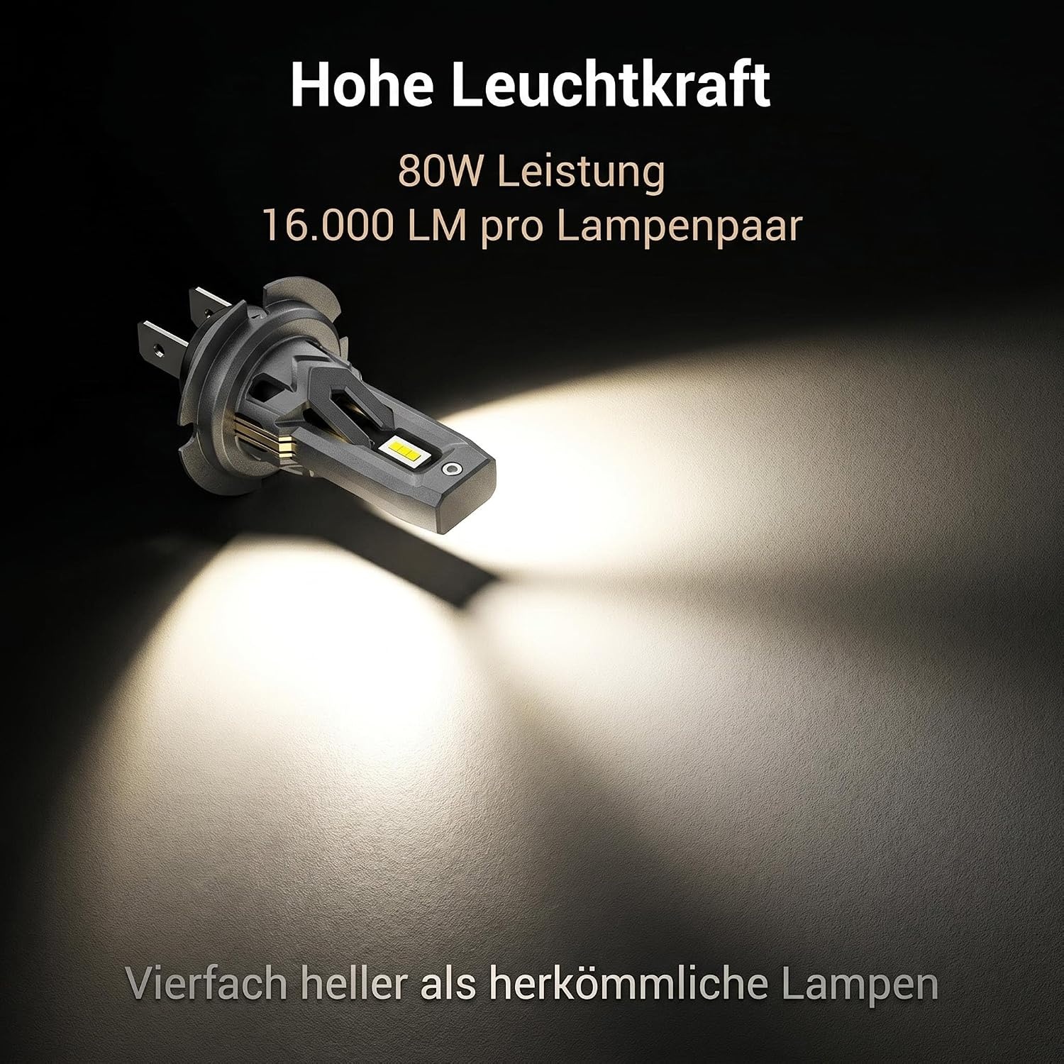 XRC H7 car lamp, 80 W, 16000 lm, H7 halogen lamp, 6000 K, low beam (2 pieces)