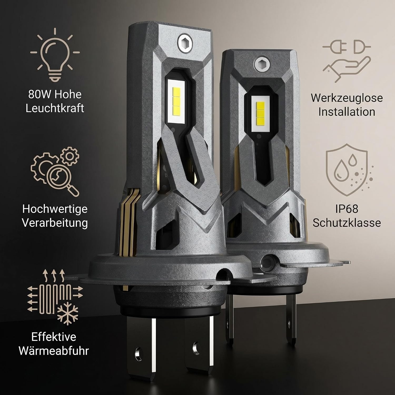 XRC H7 car lamp, 80 W, 16000 lm, H7 halogen lamp, 6000 K, low beam (2 pieces)