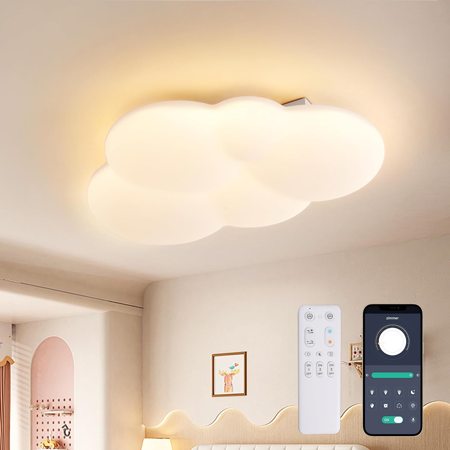 LED Kinderkamer Plafondlamp Wolk 40CM Dimbare Kleurtemperatuur -34%