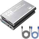 4K HDMI Video Capture Card, USB3.0 1080P 60FPS Video Recorder, Nintendo Switch Capture Card for Streaming Gaming and Broadcasting, Works with Xbox Series X/S, Xbox One X/S, PS4, OBS, Camera, (Black),