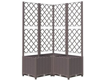 vidaXL Plantenbak met latwerk 80x80x136 cm polypropeen bruin