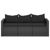 vidaXL Tuinbank 3-zits Poly Rattan Zwart - 35% Korting
