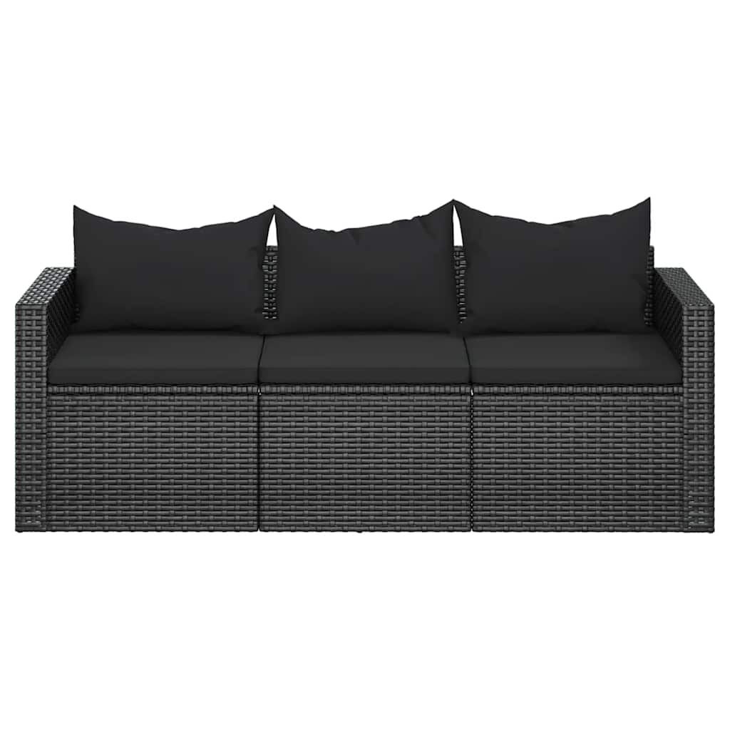 vidaXL Tuinbank 3-zits Poly Rattan Zwart - 35% Korting