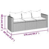 vidaXL Tuinbank 3-zits Poly Rattan Zwart - 35% Korting