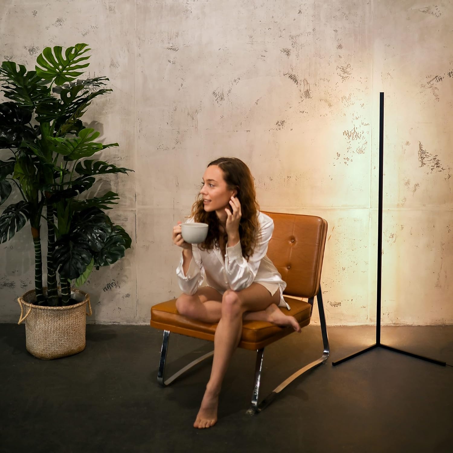 Design LED Vloerlamp 142cm Zwart - 60% Korting