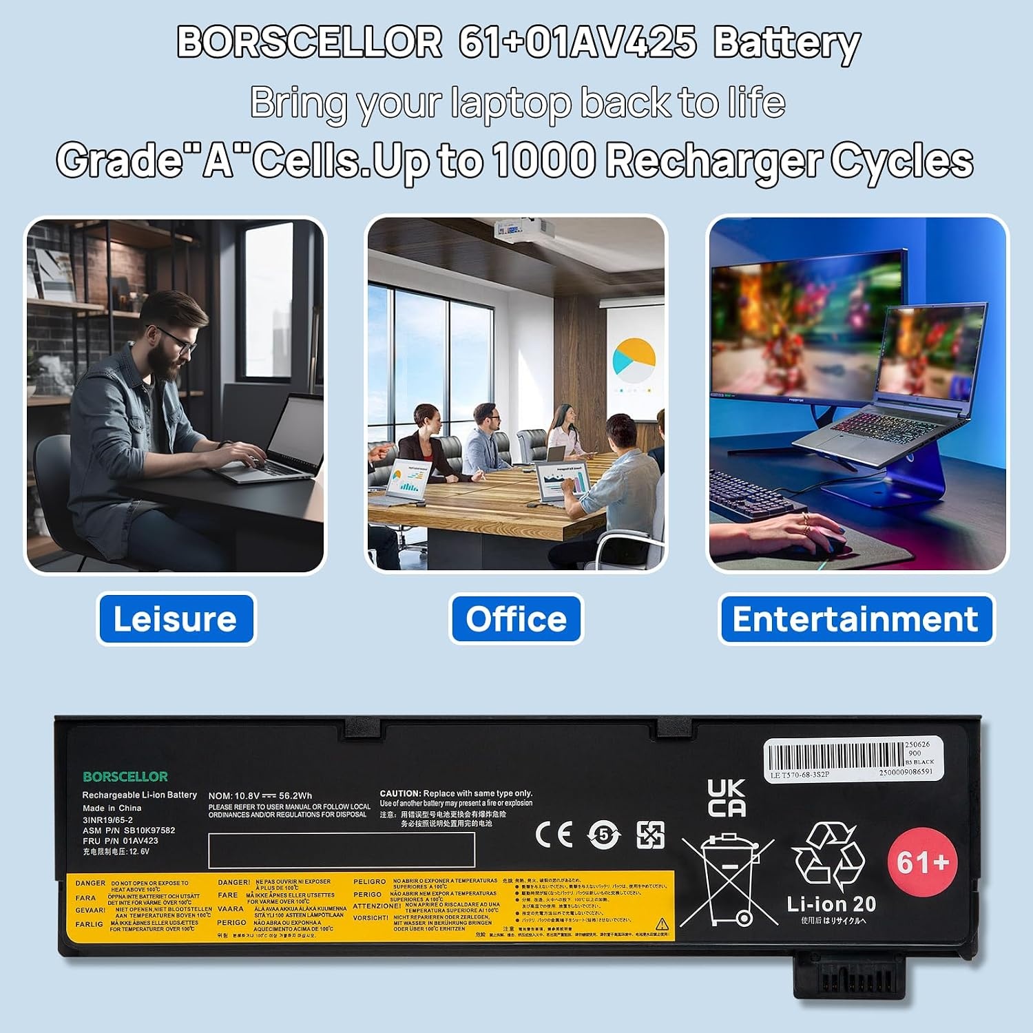 61+ 01AV491+ 01AV425 01AV423 01AV424 01AV427 accu voor laptop ThinkPad A475 A485 TP25 P51S P52S T470 T480 T580T570 Serie 01AV425 4X500 M0881 01AV491 SB10K97582/583 01AV426 SB10K97661 L18M6P71 02DL023