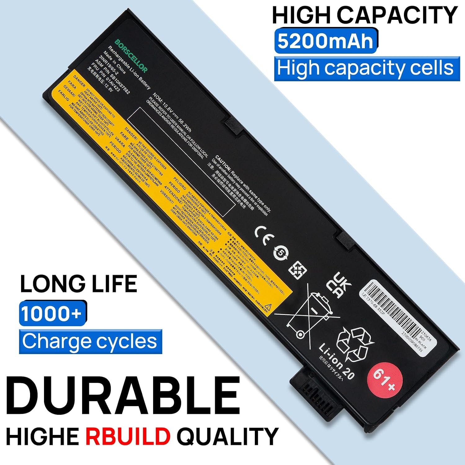 61+ 01AV491+ 01AV425 01AV423 01AV424 01AV427 accu voor laptop ThinkPad A475 A485 TP25 P51S P52S T470 T480 T580T570 Serie 01AV425 4X500 M0881 01AV491 SB10K97582/583 01AV426 SB10K97661 L18M6P71 02DL023
