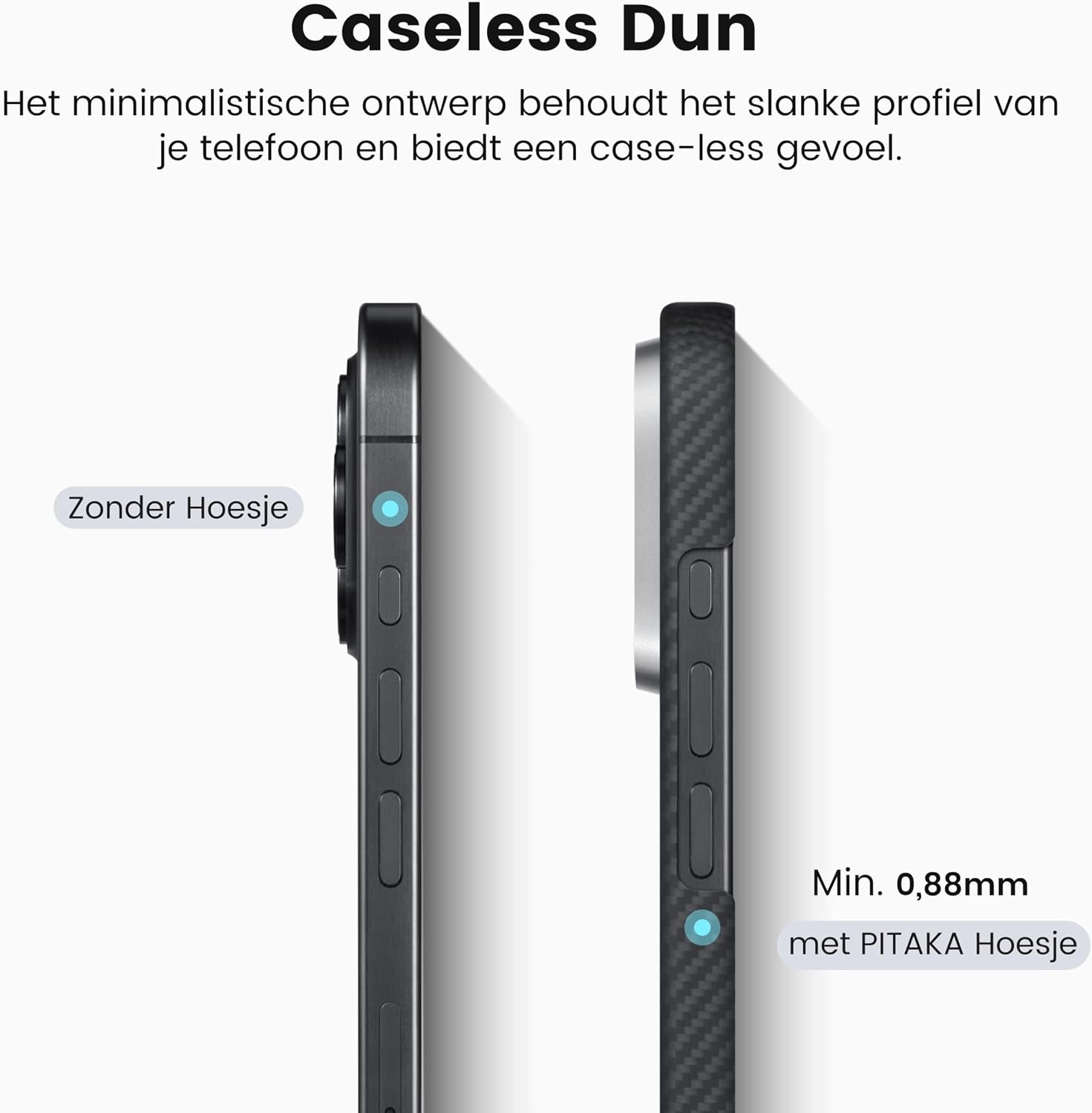 PITAKA Magnetische Case voor iPhone 16 Pro Lichtgewicht, slanke beschermende case van aramidevezel met eersteklas textuur en randloos gevoel [MagEZ Case 5-Ultra Slim] Zwart/Grijs