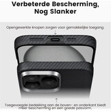 PITAKA Magnetische Case voor iPhone 16 Pro Lichtgewicht, slanke beschermende case van aramidevezel met eersteklas textuur en randloos gevoel [MagEZ Case 5-Ultra Slim] Zwart/Grijs