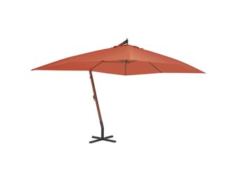 vidaXL Zweefparasol met houten paal 400x300 cm terracottakleurig
