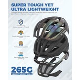 VICTGOAL Racefietshelm voor dames en heren, lichte fietshelm met magnetisch achterlicht, instelbaar, ademend, racefietshelm voor volwassenen, fietsen
