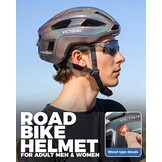 VICTGOAL Racefietshelm voor dames en heren, lichte fietshelm met magnetisch achterlicht, instelbaar, ademend, racefietshelm voor volwassenen, fietsen