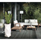 Bloempot - Monumo Asti - 29x29x78cm - met verlichting - wit