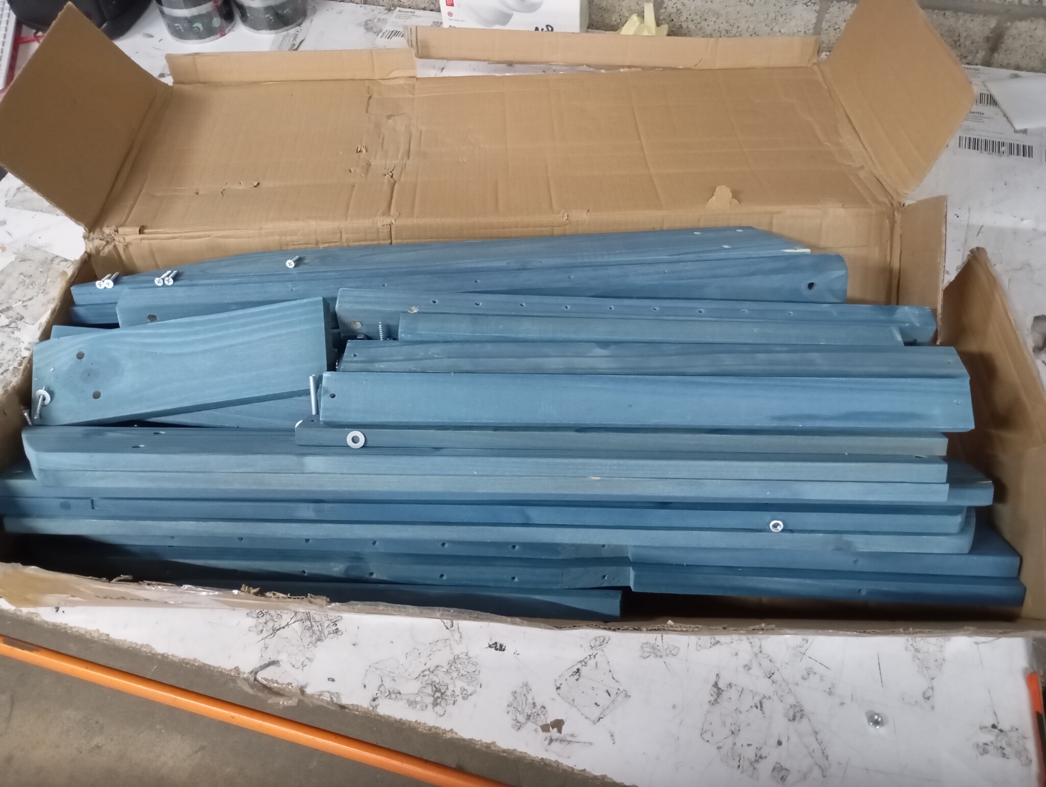 vidaXL Stoel Adirondack met voetenbank massief vurenhout blauw