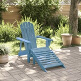 vidaXL Stoel Adirondack met voetenbank massief vurenhout blauw