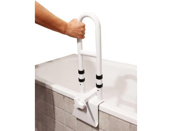 PEPE - Instaphulp voor de Badkuip Verstelbaar (Badkuipen met gladde rand 5-14 cm), Badkuip Reling, Badhandvat voor Senioren, Handgreep voor Badkuip, Bad Reling voor Ondersteuning, Badkuip Rail Grip