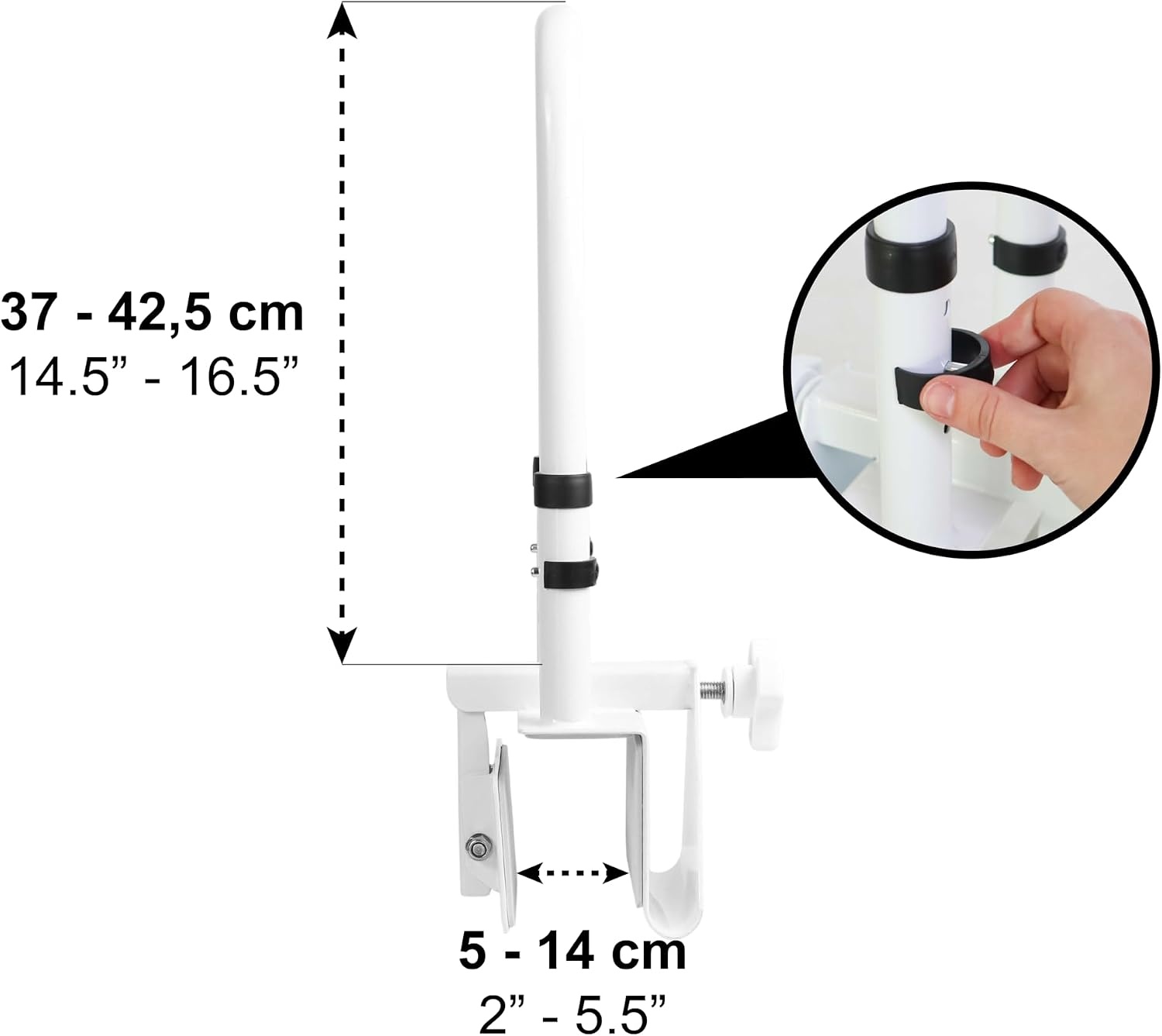 PEPE - Instaphulp voor de Badkuip Verstelbaar (Badkuipen met gladde rand 5-14 cm), Badkuip Reling, Badhandvat voor Senioren, Handgreep voor Badkuip, Bad Reling voor Ondersteuning, Badkuip Rail Grip