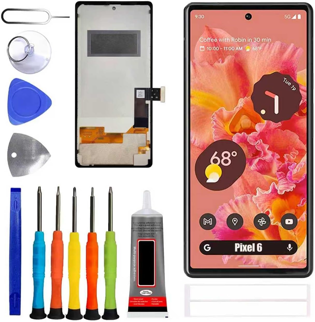 LCD Display voor Google Pixel 6 - 6,4 inch - Zwart - Inclusief Gereedschapsset