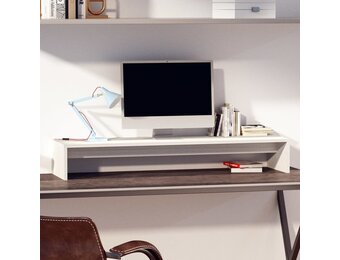 vidaXL Monitorstandaard 100x27x15 cm massief grenenhout wit