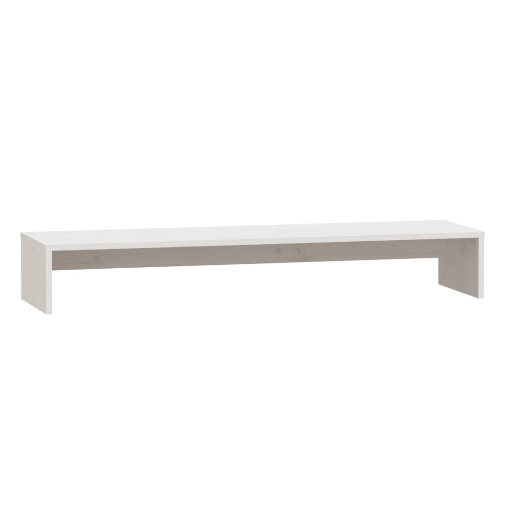 vidaXL Monitorstandaard 100x27x15 cm massief grenenhout wit