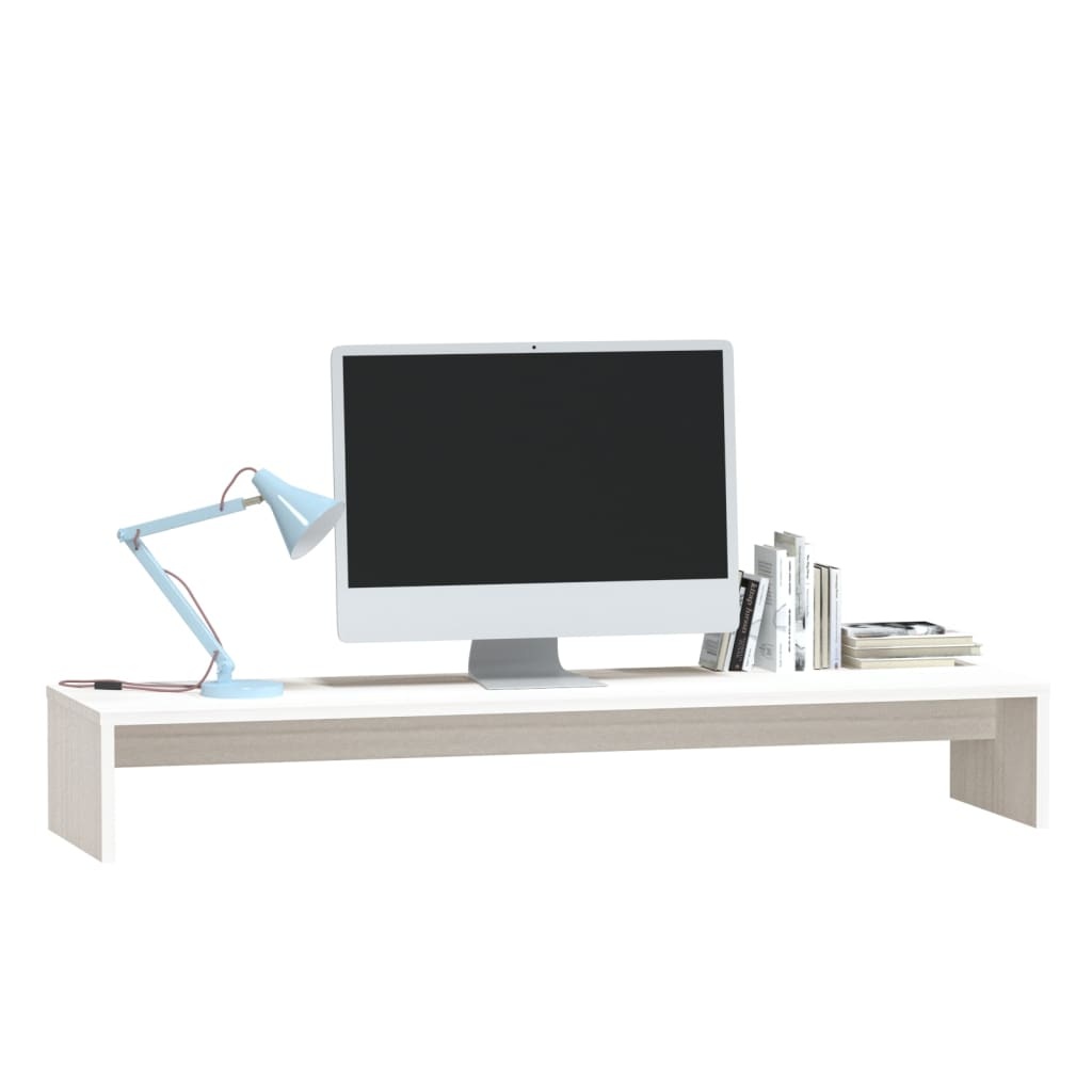 vidaXL Monitorstandaard 100x27x15 cm massief grenenhout wit