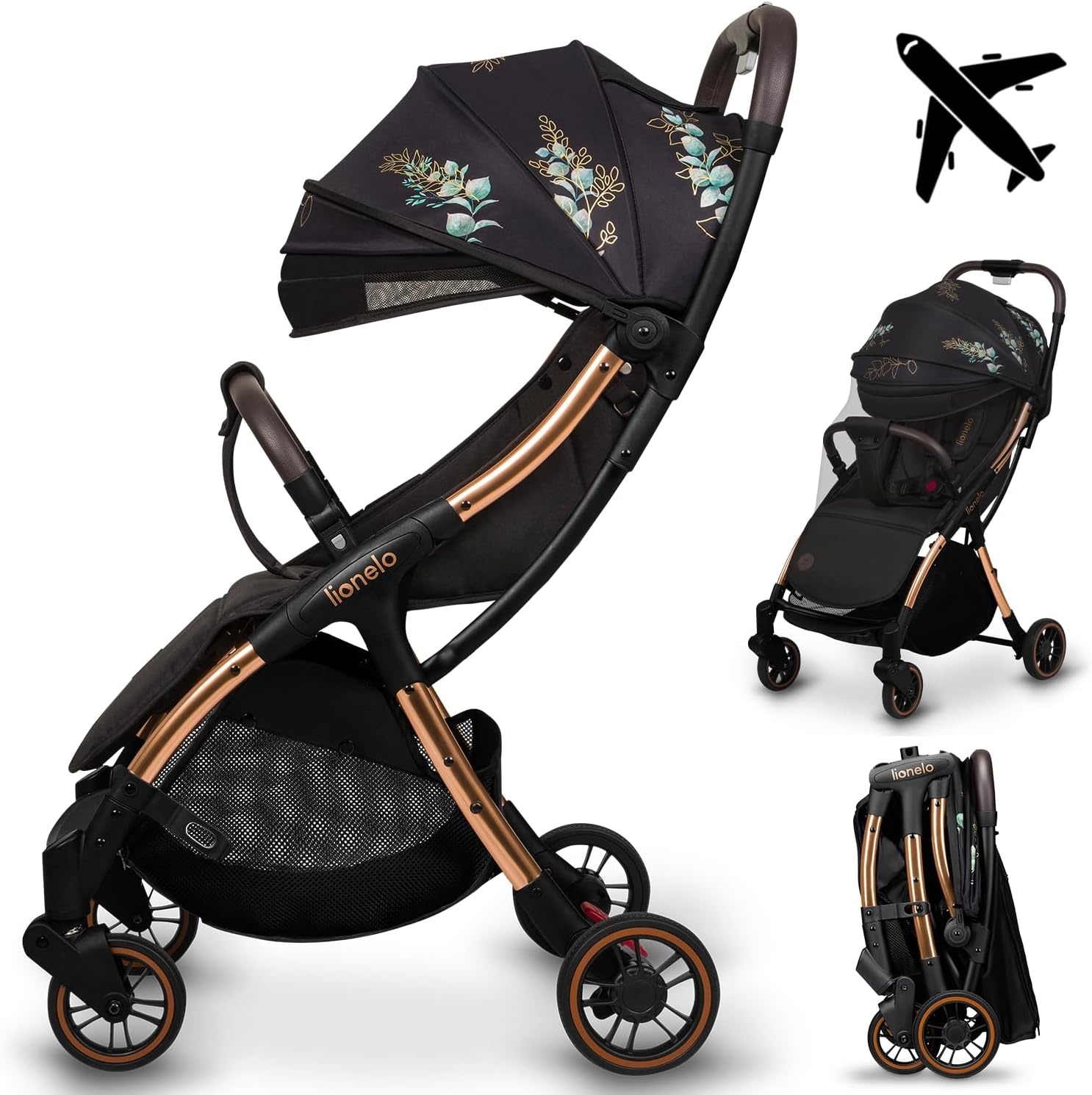 Lionelo Julie One Buggy Zwart - Lichtgewicht en Compacte Kinderwagen tot 22 kg