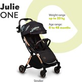 Lionelo Julie One Buggy Zwart - Lichtgewicht en Compacte Kinderwagen tot 22 kg