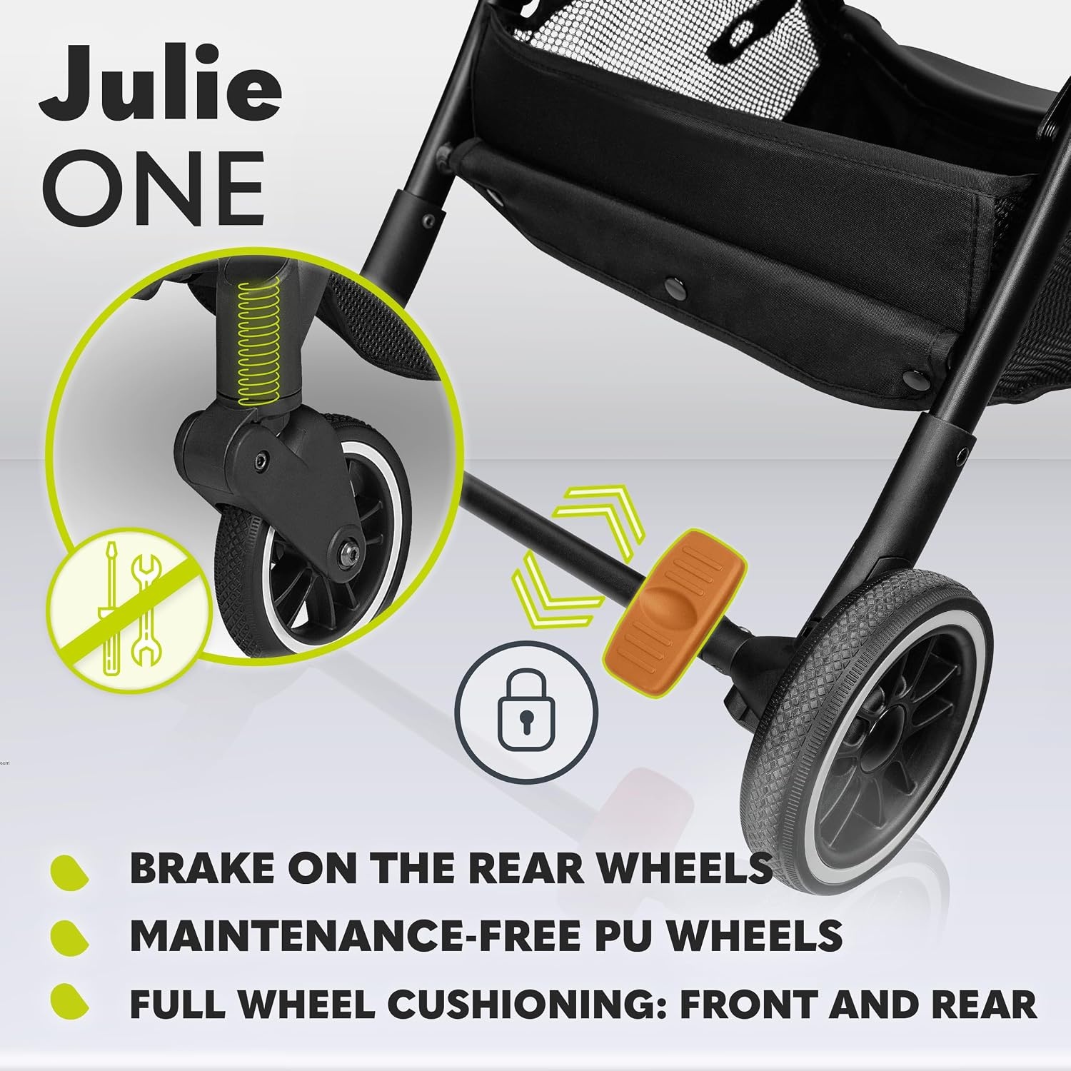 Lionelo Julie One Buggy Zwart - Lichtgewicht en Compacte Kinderwagen tot 22 kg