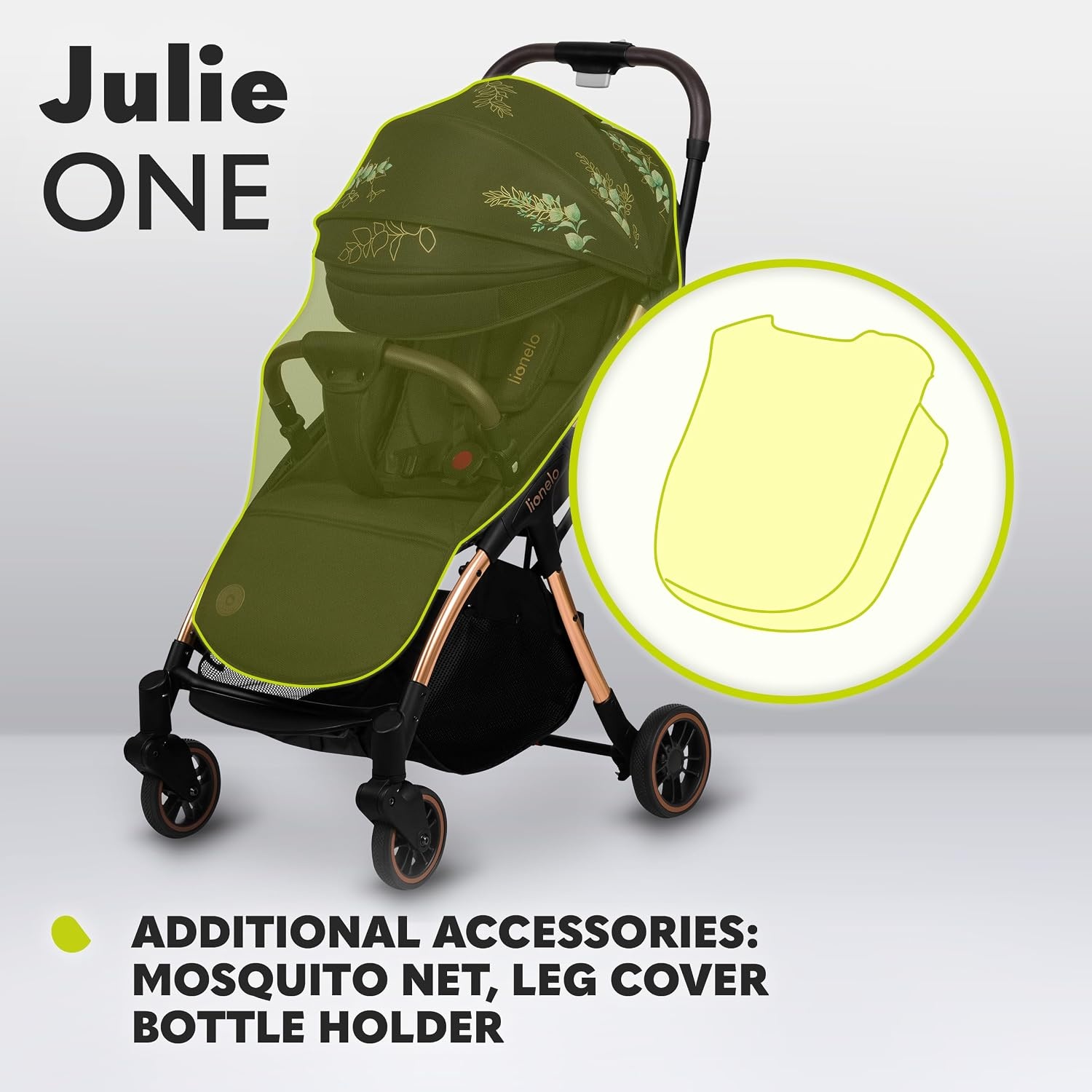 Lionelo Julie One Buggy Zwart - Lichtgewicht en Compacte Kinderwagen tot 22 kg