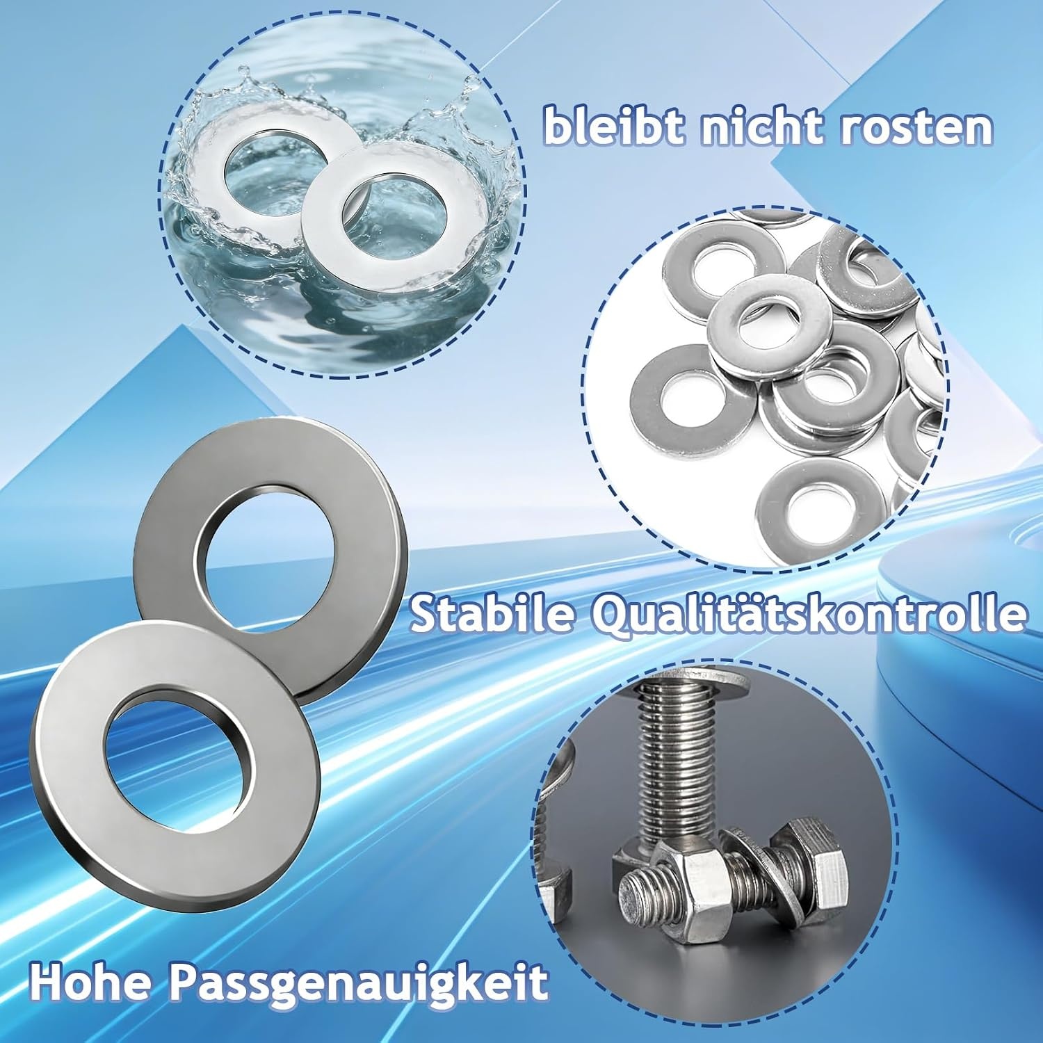 60 stuks sluitringen, hoge kwaliteit 304 roestvrij staal, voor kamerdeuren, Ø 10 mm x 16 mm deursluitringen, duurzame afstandsring voor deurscharnieren, vermindert slijtage en geluiden (zilver)