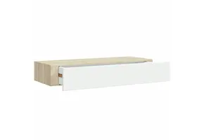 Zwevend Wandschap met Lade 60cm Eiken/Wit - 61% Korting!