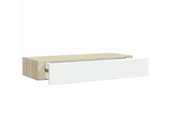 vidaXL Wandschap met lade 60x23,5x10 cm MDF eikenkleurig en wit
