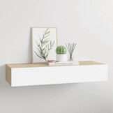 vidaXL Wandschap met lade 60x23,5x10 cm MDF Eiken & Wit - 71% Korting