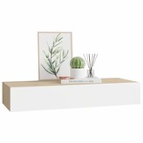 vidaXL Wandschap met lade 60x23,5x10 cm MDF Eiken & Wit - 71% Korting