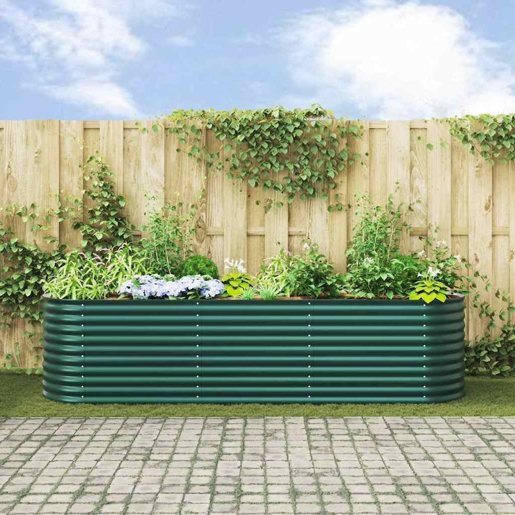 vidaXL Verhoogde plantenbak Groen 320 x 80 x 81 cm Staal