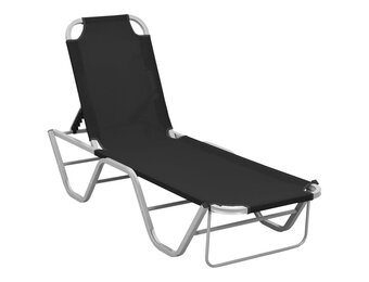 vidaXL Ligbed aluminium en textileen zwart