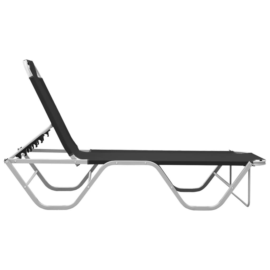 vidaXL Ligbed aluminium en textileen zwart