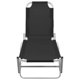 vidaXL Ligbed aluminium en textileen zwart