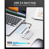 USB Hub 10Gbps | 2x USB-A, 2x USB-C | Aluminium | 59% Korting