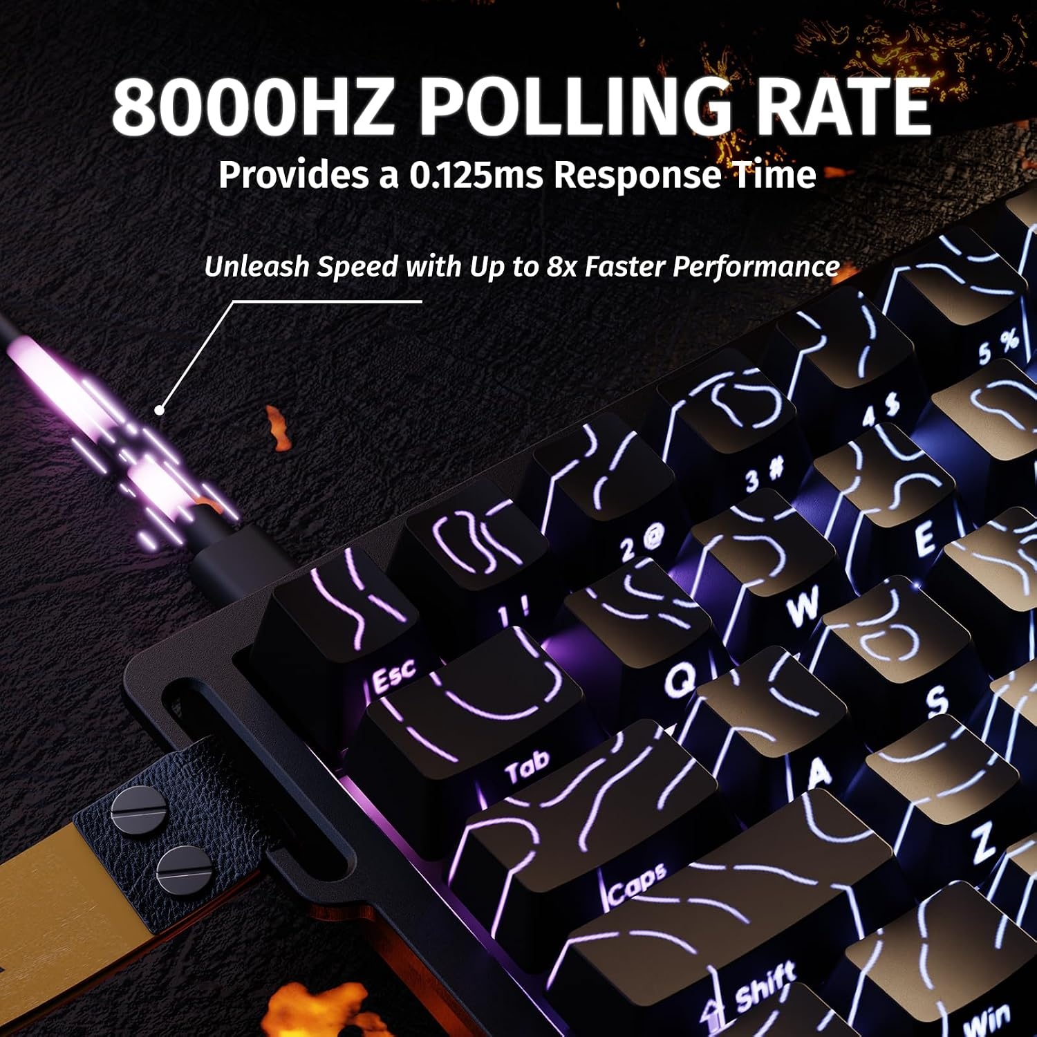 ATTACK SHARK X68 HE 8000Hz Rapid Trigger Toetsenbord, 0.01mm RT Nauwkeurigheid Bedraad Gaming Toetsenbord, Magnetische Schakelaar, Verstelbare Actuatie, Snap Tap, RGB Licht, PC/Mac, Zwarte Contouren