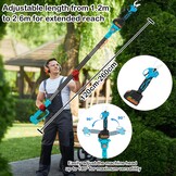 4-in-1 tuinset met telescoop 3 cm heggenschaar, accu, 6 inch kettingzaag, hoogsnoeier en accessoires, 21 V accu, motorzaag, 2,6 m, telescoopstang, 2 x 4000 mAh lithium