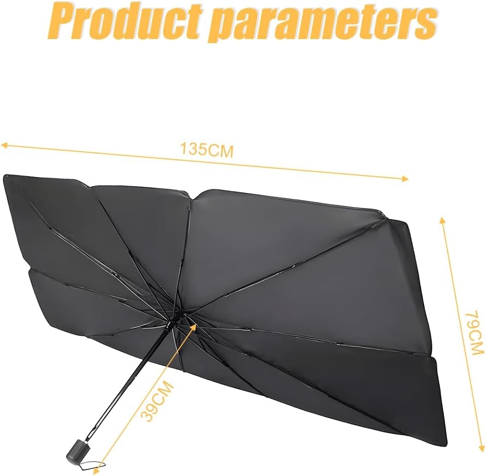 Opvouwbaar Auto Zonnescherm Paraplu - Zilver - 135x79 cm - UV- & Hittewerend