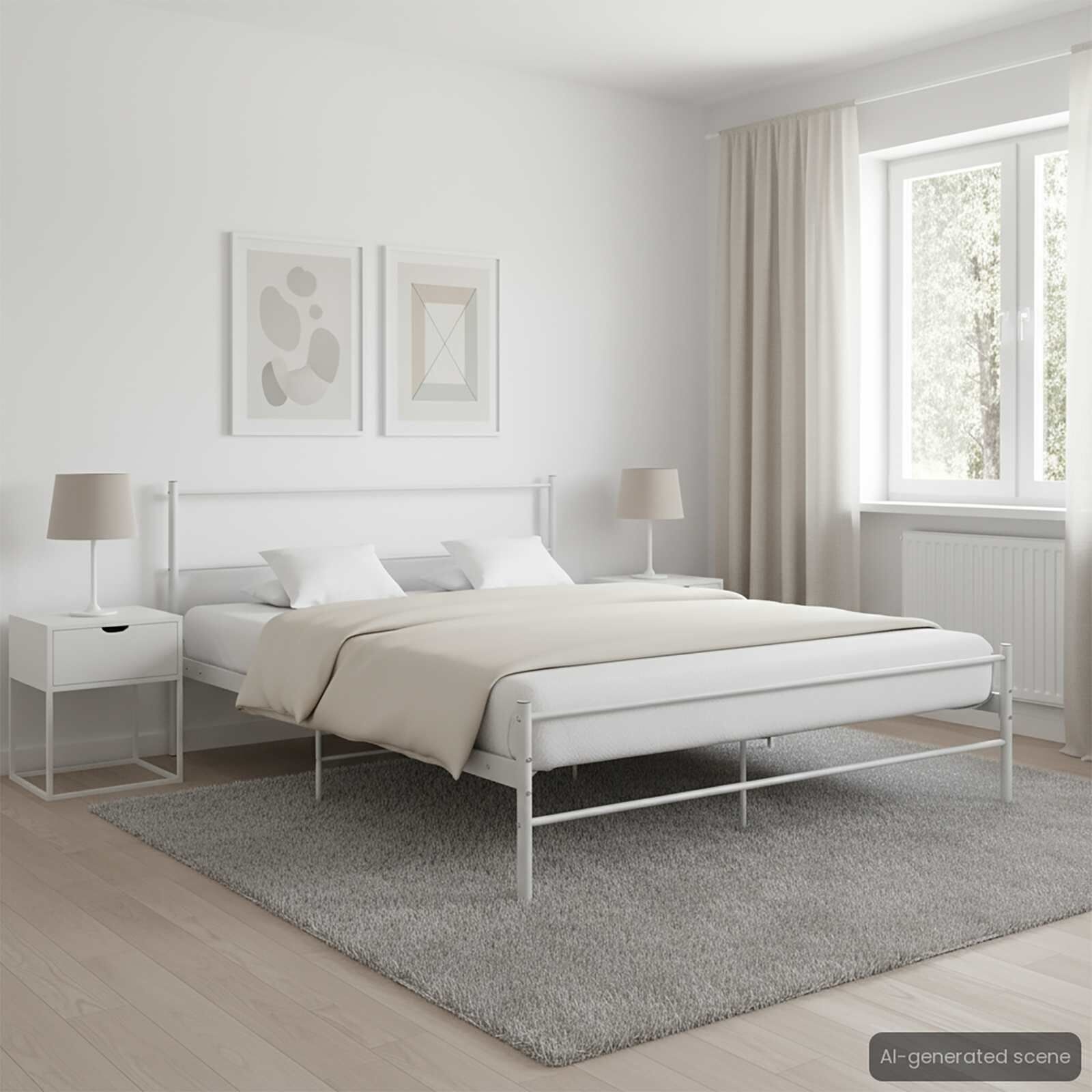 vidaXL Bedframe metaal wit 140x200 cm