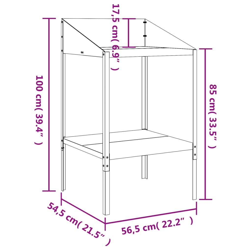 vidaXL Plantenstandaard 56,5x54,5x100 cm verzinkt staal antracietkleur