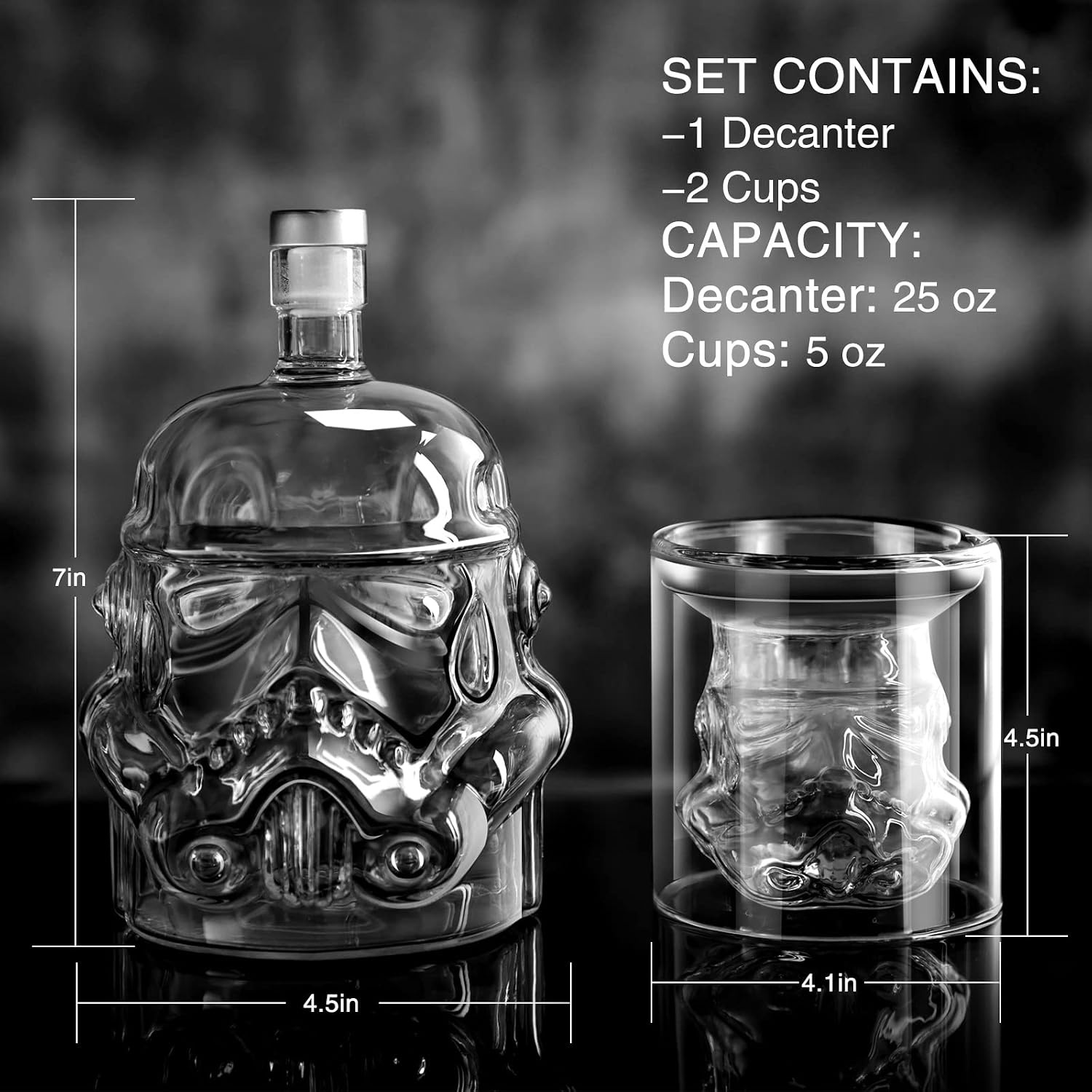 Luxe Whiskey Karaf Set 750ml met 2 Glazen 150ml - Transparant