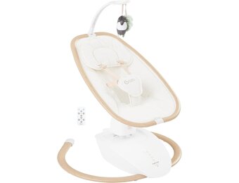 Babymoov Elektrische Baby Swing Swoon Hoop, Inclusief afstandsbediening, Elegant ontwerp, 90° draaibare zitting, comfortabel, 5 schommelbewegingen, programmeerbaar, 8 slaapliedjes, Speelboog, Zand