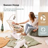 Babymoov Elektrische Baby Swing Swoon Hoop, Inclusief afstandsbediening, Elegant ontwerp, 90° draaibare zitting, comfortabel, 5 schommelbewegingen, programmeerbaar, 8 slaapliedjes, Speelboog, Zand